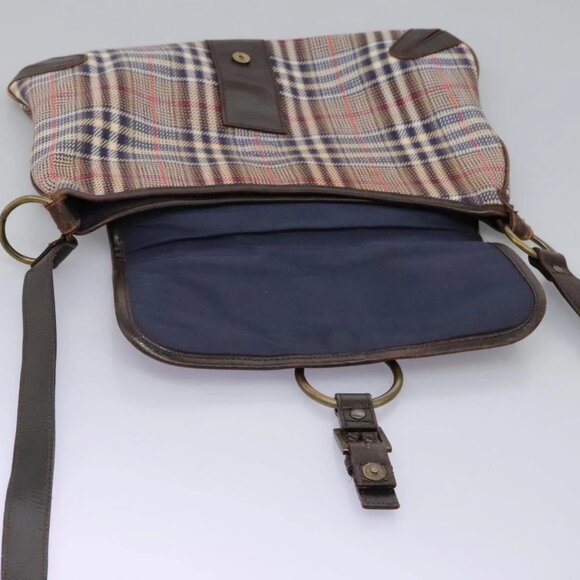 BURBERRY Nova Check Blue Label Shoulder Bag Canvas Beige Auth BD899 - Picture 13 of 16